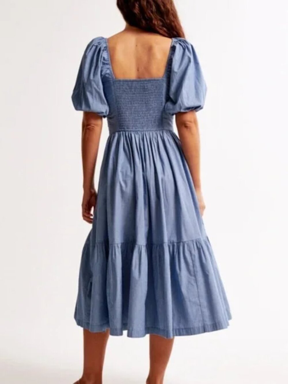 Abercrombie & Fitch Emerson Poplin Puff Sleeve Midi Dress - Picture 2 of 5